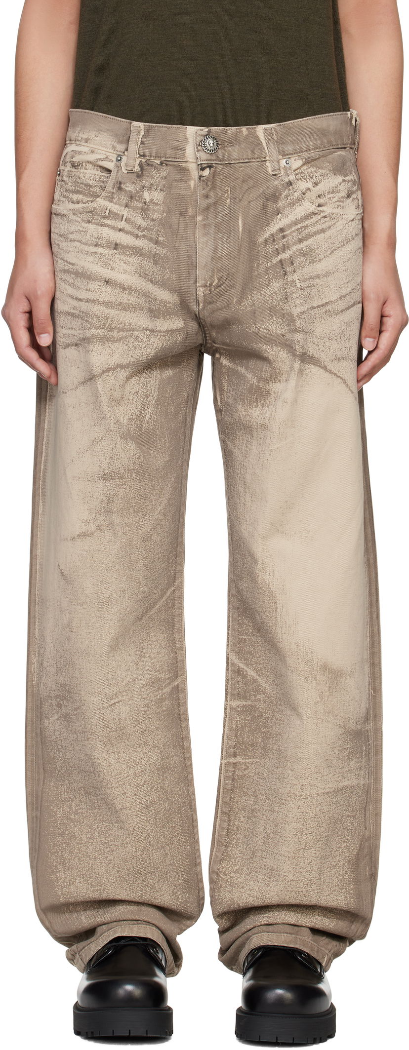 Jeans Balmain Balmain Loose-Fit Jeans Bež | EH1ML155DF57