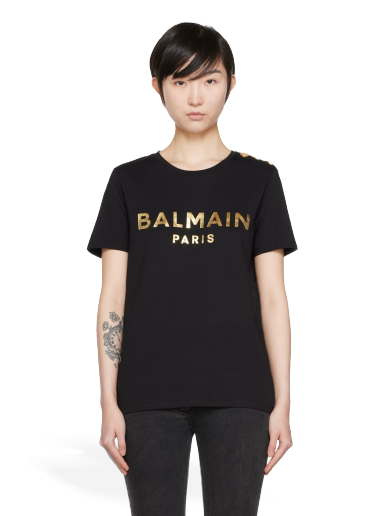 Majica kratkih rukava Balmain Organic Cotton T-Shirt Crna | YF1EF005BB28
