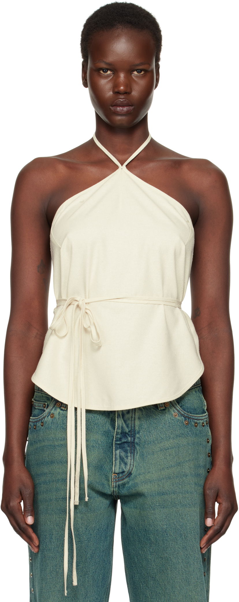 Majica bez rukava Baserange Baserange Mar Halter Neck Wrap Camisole Bež | TOMA-WS-000