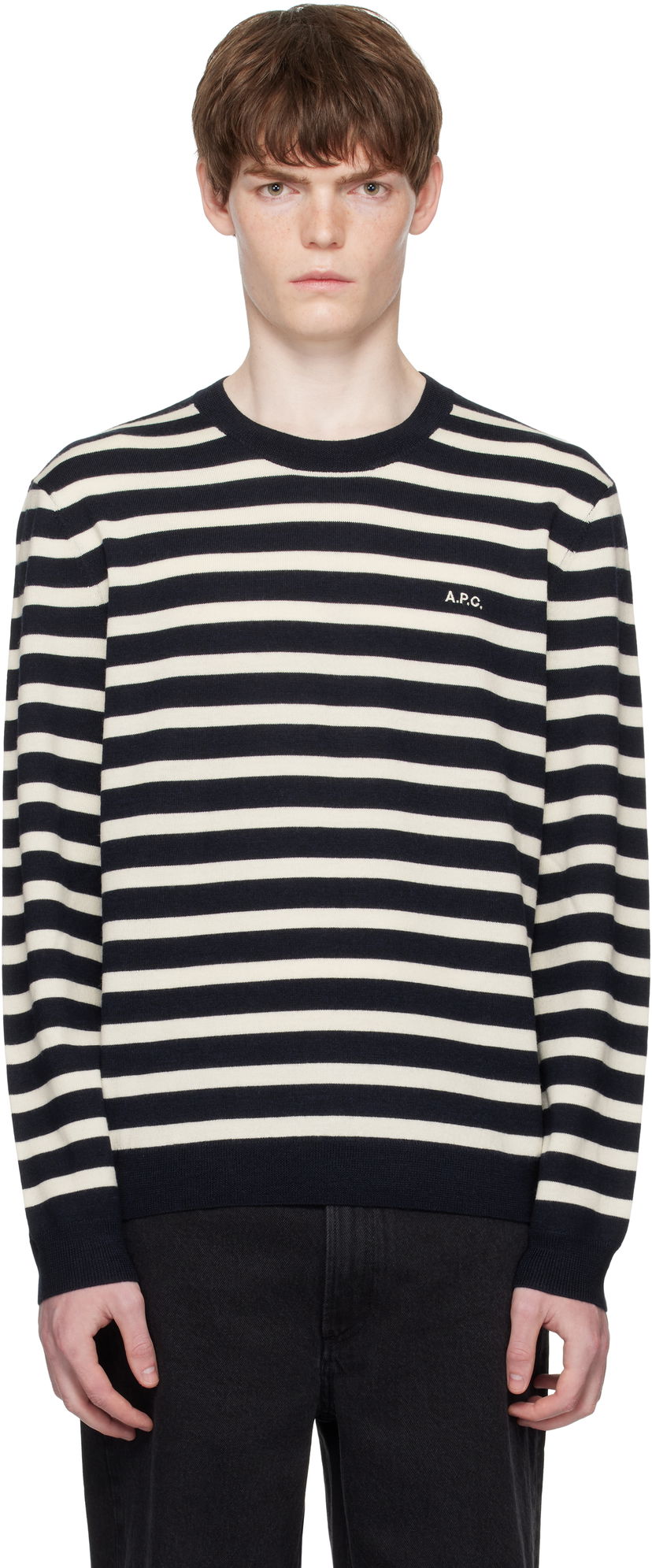 Džemper A.P.C. A.P.C. Matthias Striped Sweater Tamnoplava | WVBEC-H23431