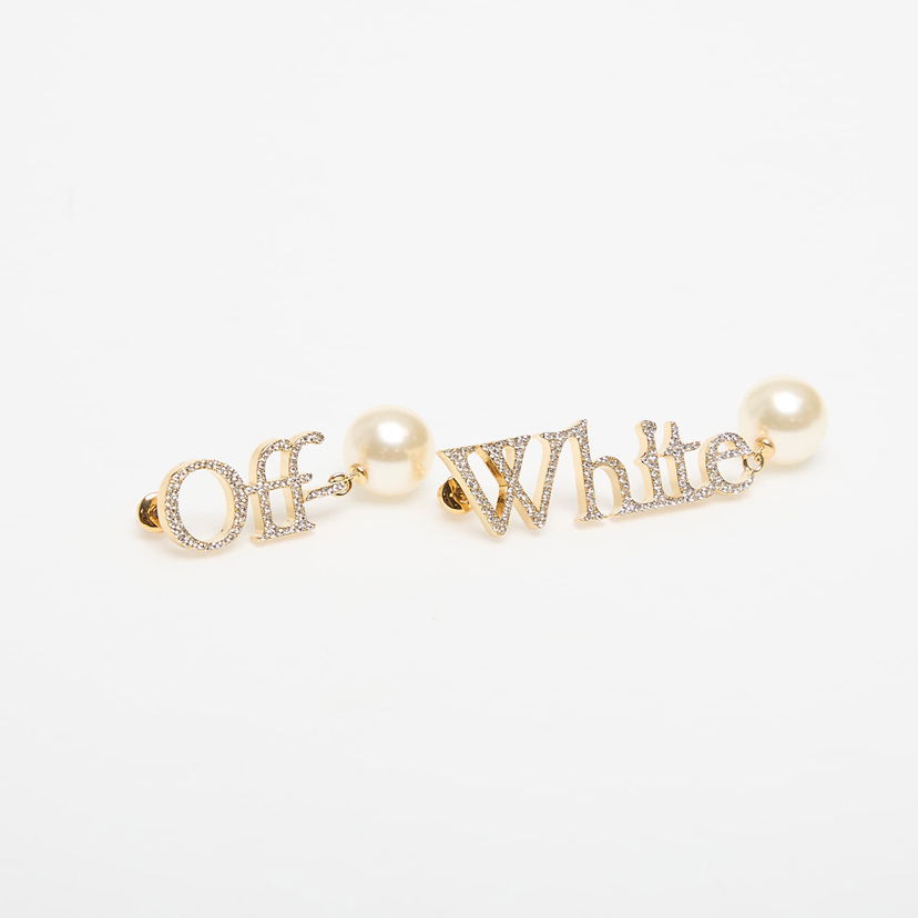 Naušnice Off-White Off-White Logo Earrings with Pearls and Rhinestones Metalik | OWOD298C99MET0017601