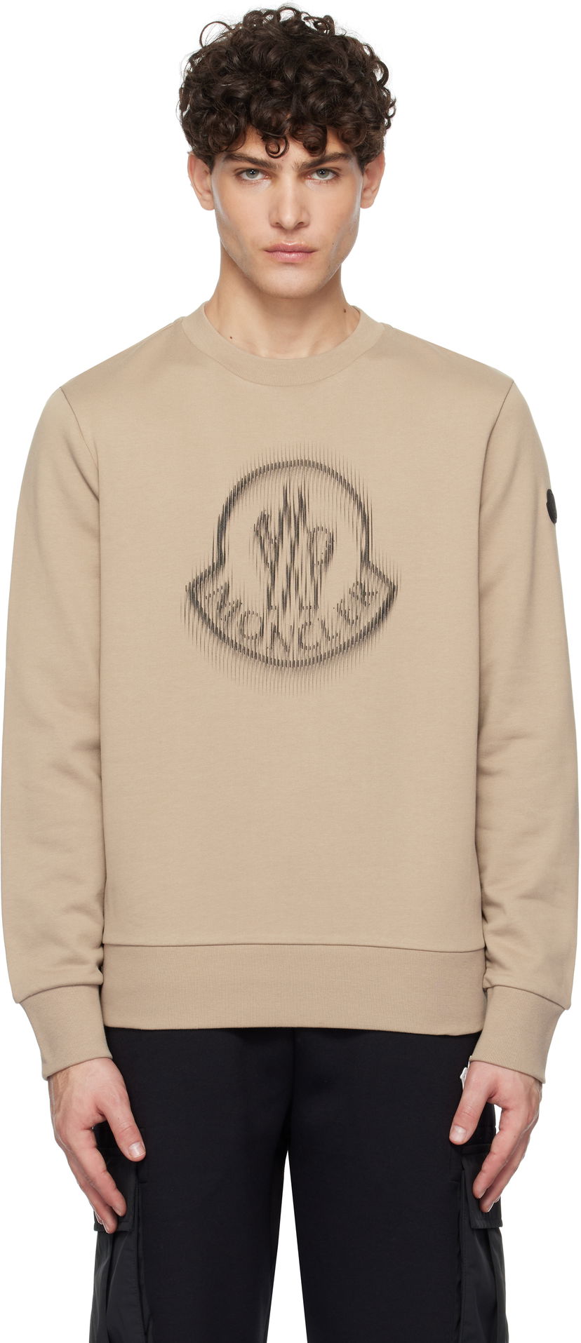 Dukserice Moncler Terry Sweatshirt With Logo Print Bež | K10918G00007809KR