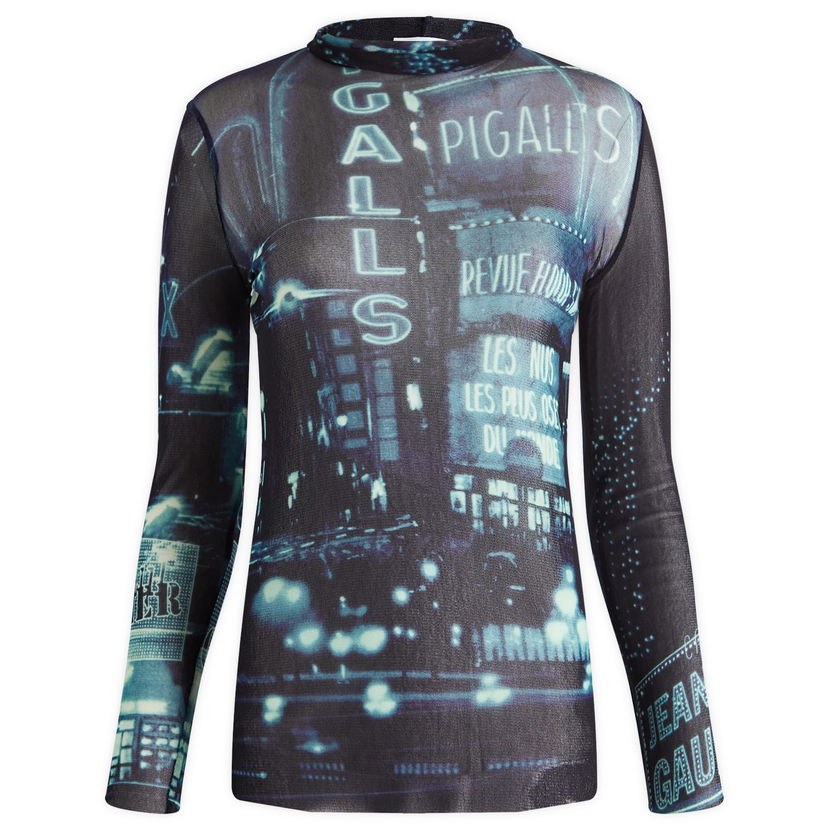Majica kratkih rukava Jean Paul Gaultier Pigalle Print Mesh Top Crna | 2430FTO206T55259560100