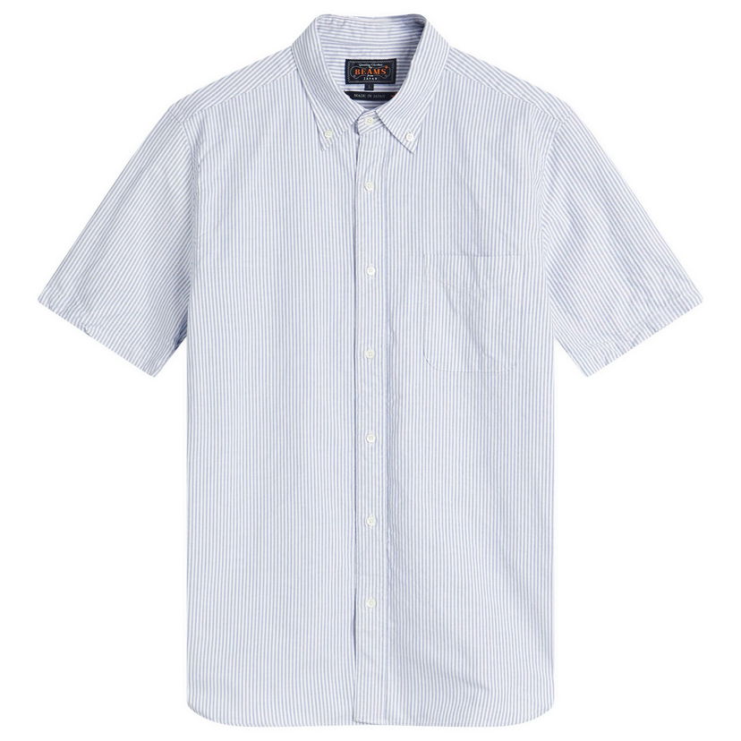 Košulja BEAMS Beams Plus Button Down Short Sleeve Shirt, Size Large Plava | 3801-0025-139-75
