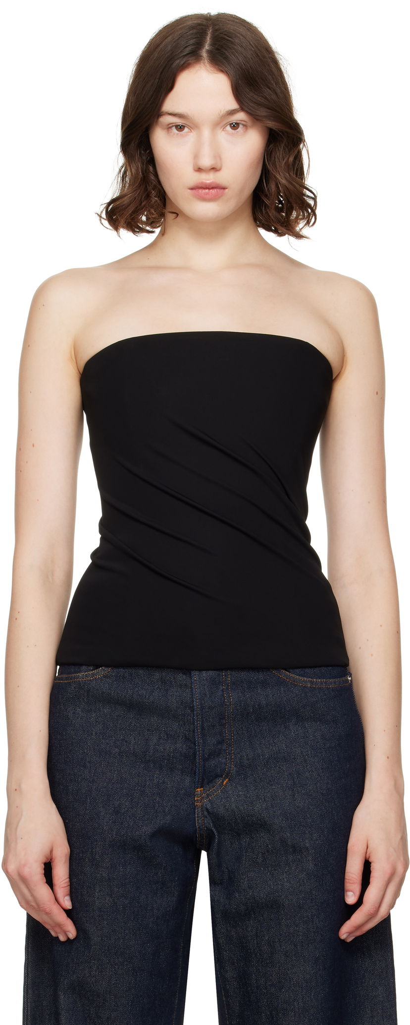 Majica bez rukava Versace Versace Strapless Twisted Top Crna | 1020826_1A14475
