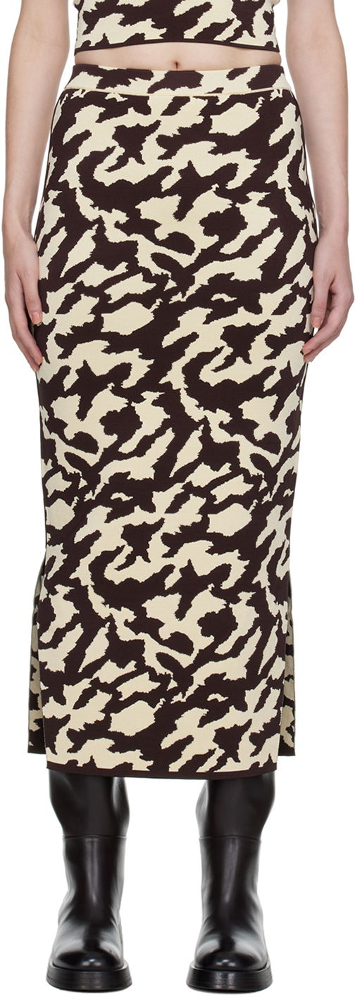Suknja Nanushka Abstract Print Midi Skirt Smeđa | NW22PFSK00577