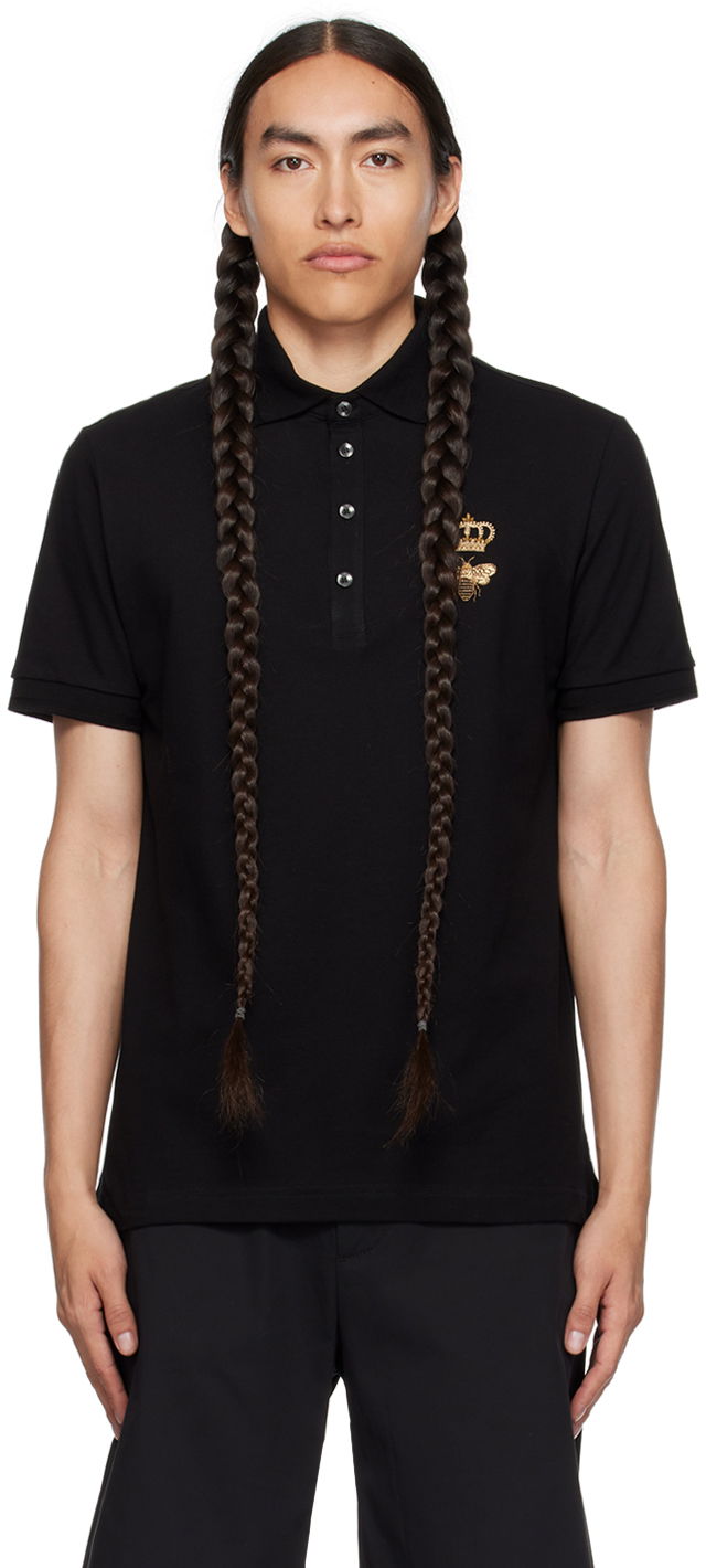 Polo majica Dolce & Gabbana Black Embroidered Polo Crna | G8LZ1ZG7WUR
