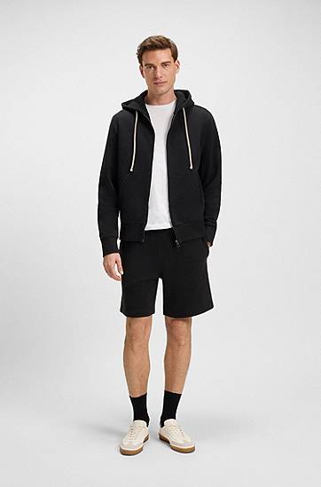 Kratke hlače BOSS BECKHAM x BOSS Oversized-Fit Cotton Terry Shorts Crna | 50549262, 1