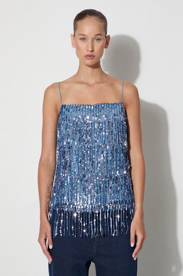 Majica bez rukava Samsoe Samsoe Sequined Fringe Cami Top by Samsoe Samsoe Plava | F23200094, 0