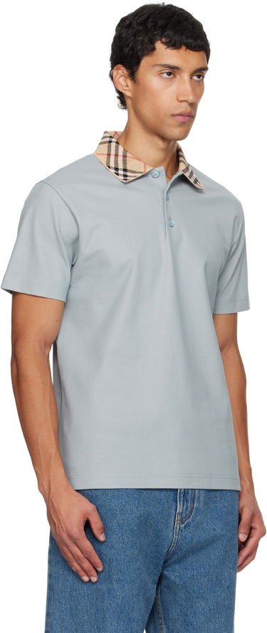 Polo majica Burberry Burberry Check Collar Cotton Polo Plava | 8110944, 1