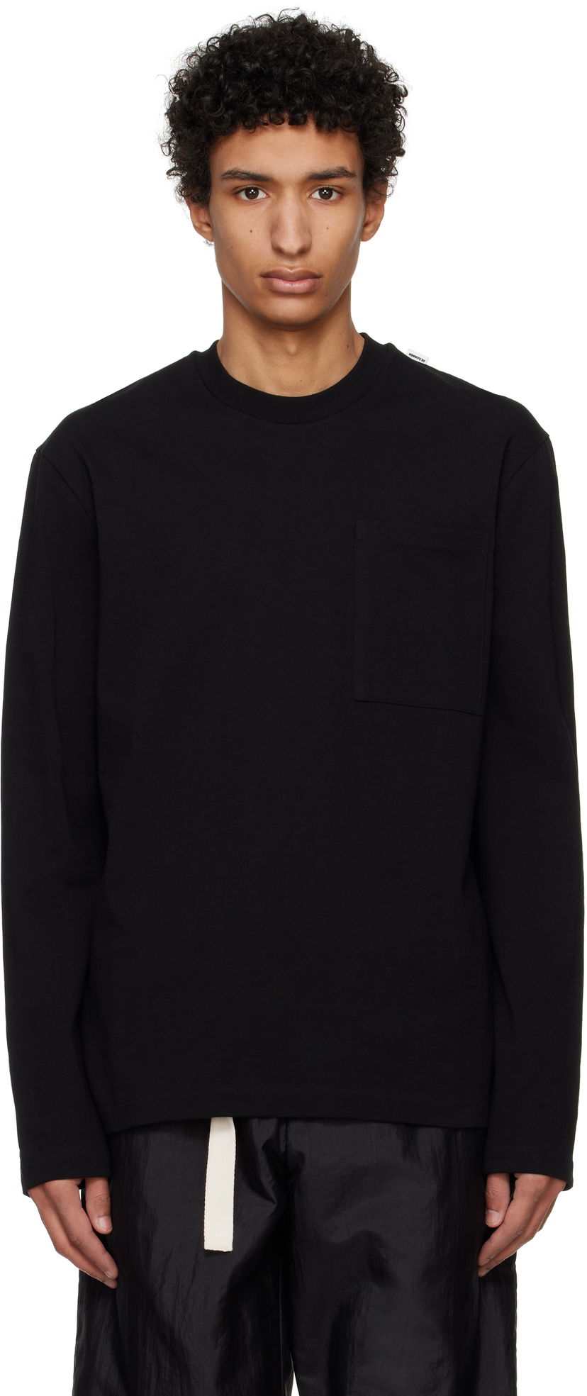 Džemper Jil Sander Jil Sander Logo Flag Pocket Long Sleeve T-Shirt Crna | J22GC0196_J20256