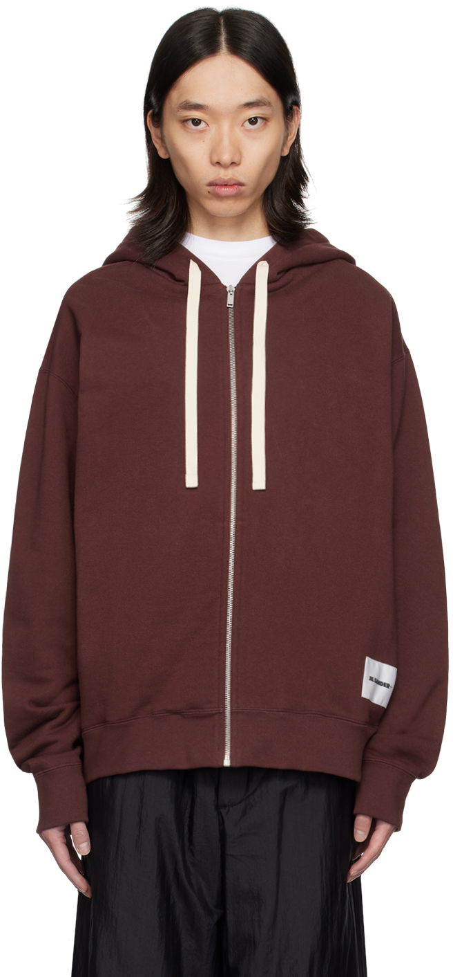 Dukserice Jil Sander Jil Sander Logo Patch Zip Hoodie Smeđa | J47HG0101_J20039