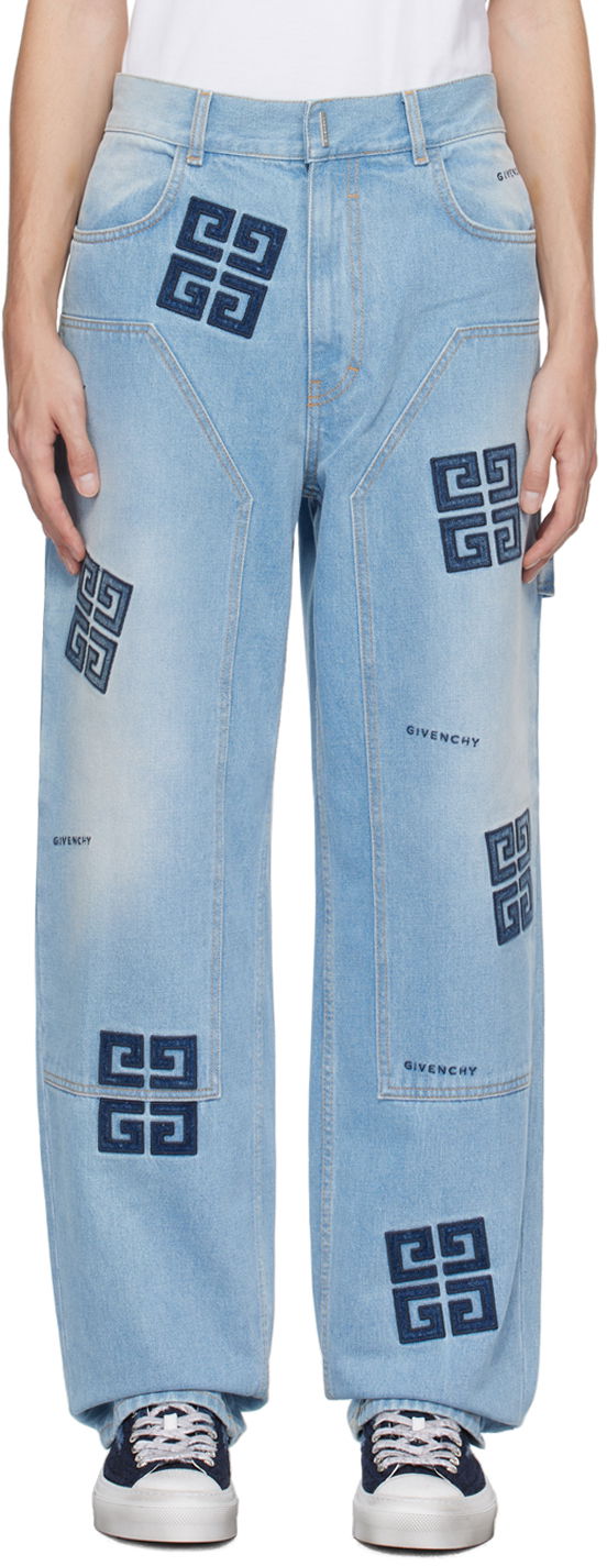 Jeans Givenchy Givenchy Embroidered Carpenter Jeans Plava | BM51A45Y5V