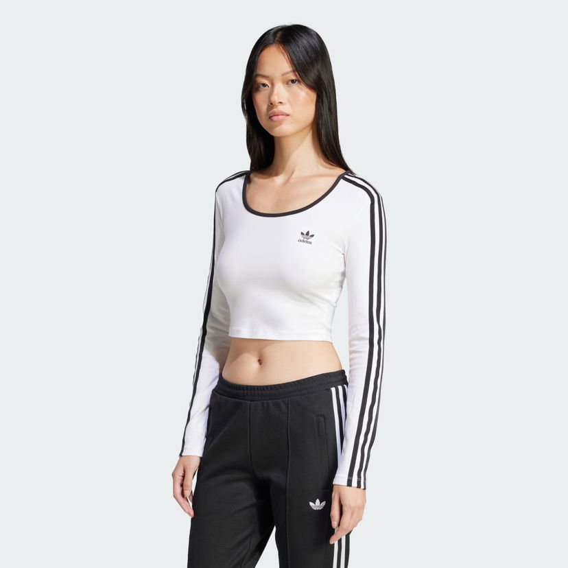 Crop top adidas Performance Adicolor 3-Stripes Crop Long Sleeve Top Bijela | JD4625