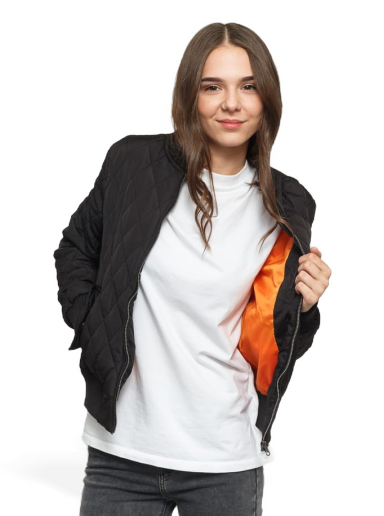 Bomber jakna Urban Classics Ladies Diamond Quilt Nylon Jacket Crna | TB806 black