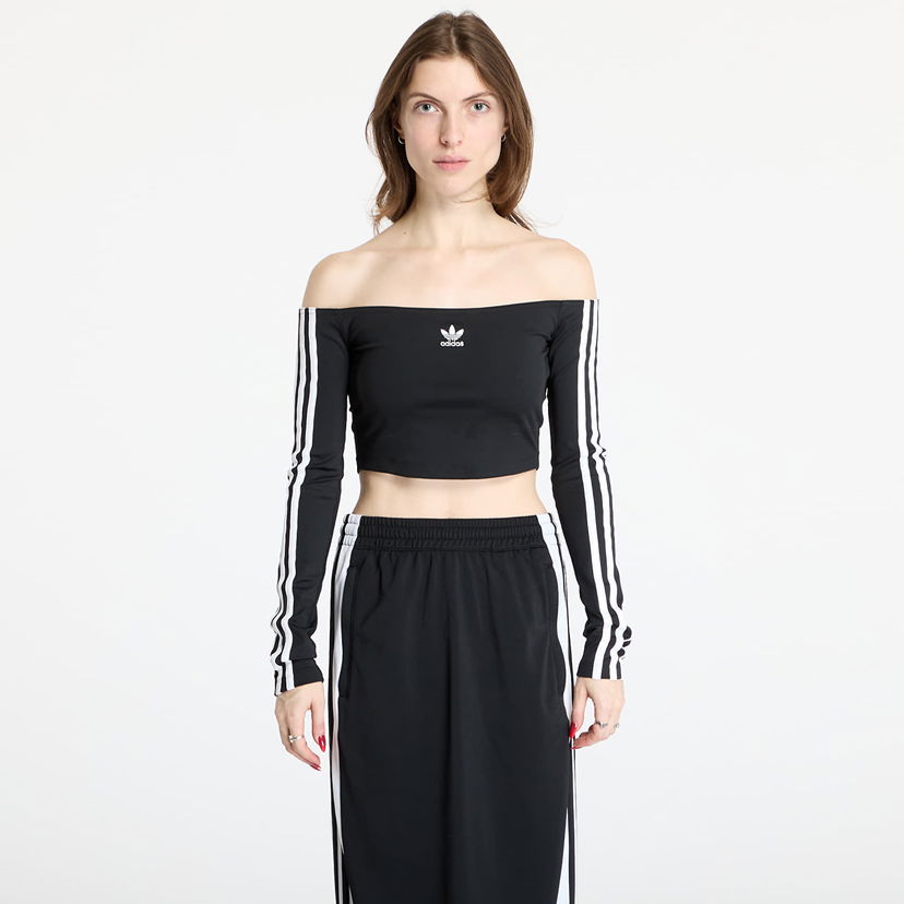 Crop top adidas Originals Off Shoulder Long Sleeve Crop Top Crna | JD0274
