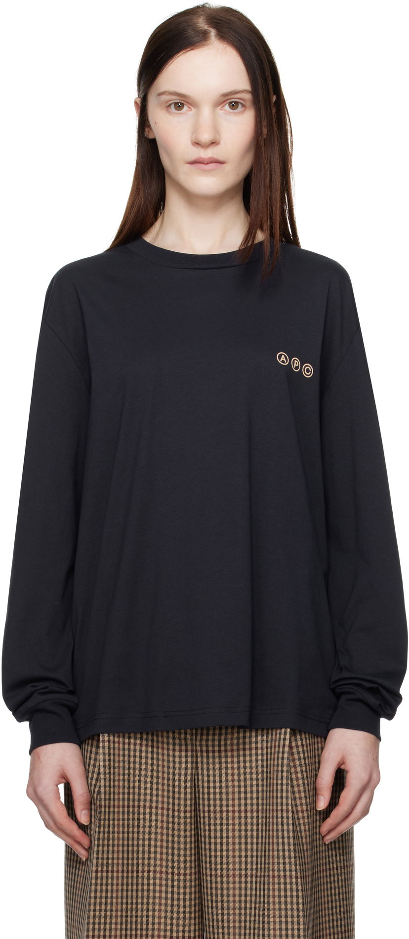 Majica kratkih rukava A.P.C. Long Sleeve Adresse T-Shirt Tamnoplava | COHBM-M26438