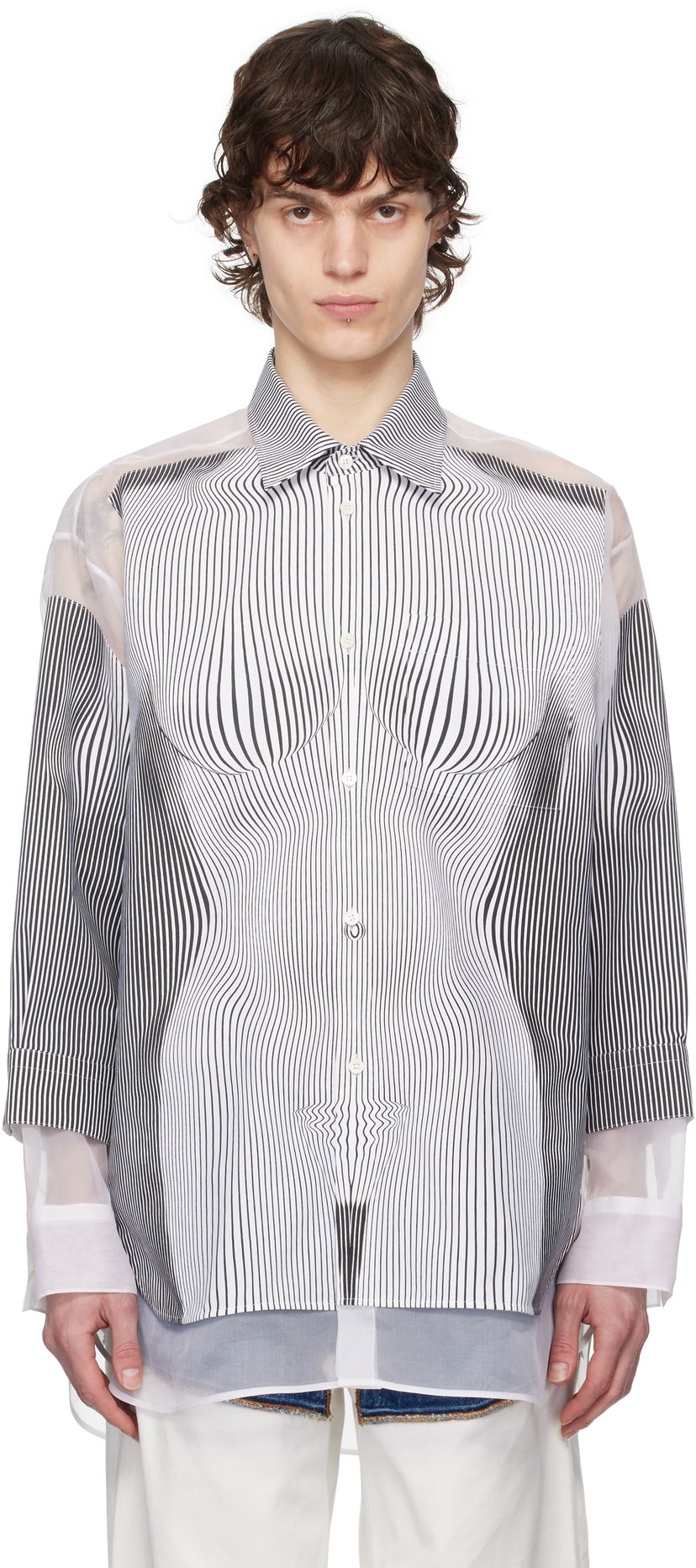 Košulja Jean Paul Gaultier Jean Paul Gaultier Pinstripe Body Morphing Shirt Bijela | 25/33-F-CH080I-C566-0001