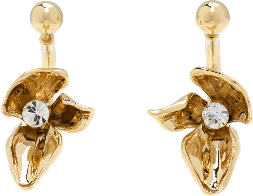 Naušnice Erdem Erdem Small Flower Half-Hoop Earrings Žuta | PF25_JE19_00038003