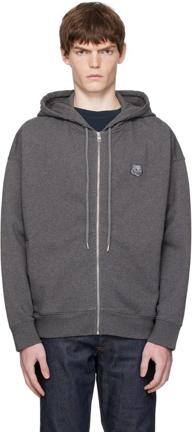 Dukserice MAISON KITSUNÉ Kitsuné Fox Head Patch Oversize Fullzip Hoodie Siva | PM02138KM0340, 0