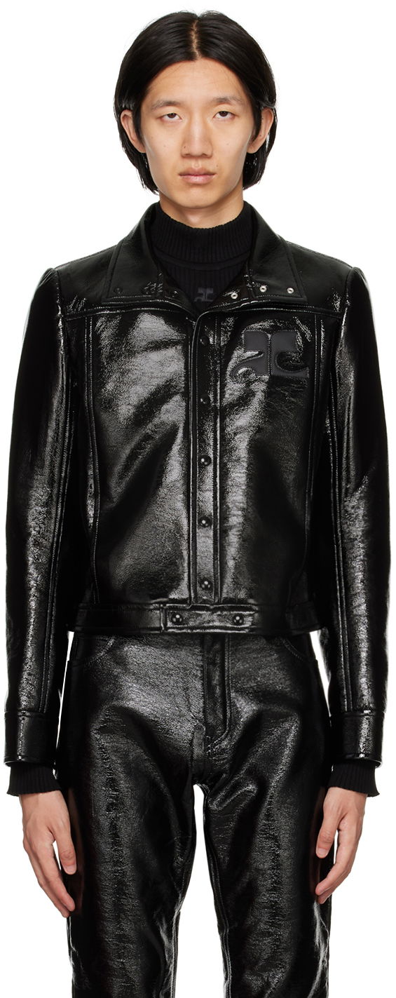Jakna Courrèges Courrèges Crinkled Vinyl Jacket Crna | 123CBL017VY0014