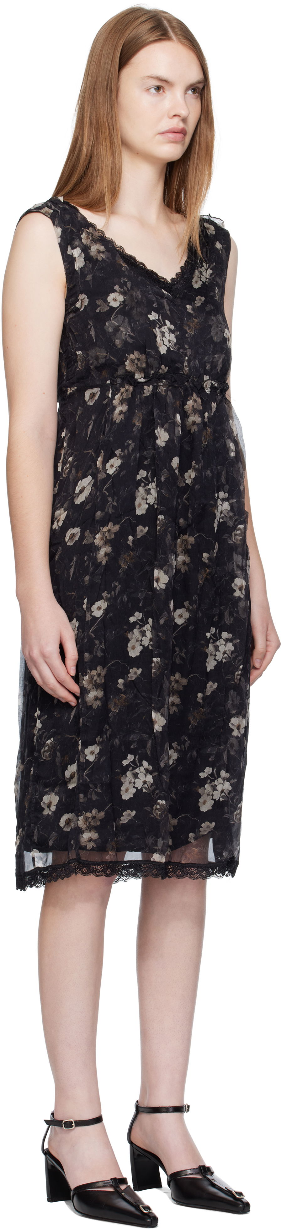 Haljina R13 R13 Sleeveless V-Neck Floral Midi Dress Crna | R13WR476-R589A, 1