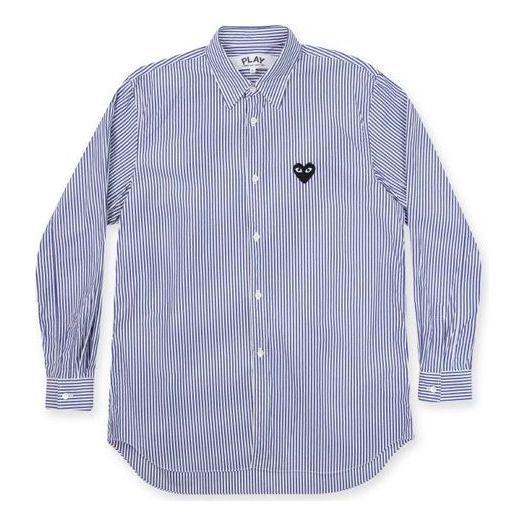 Košulja Comme des Garçons Striped Button-Down Shirt With Emblem Plava | AZ-B008-051-1, 0