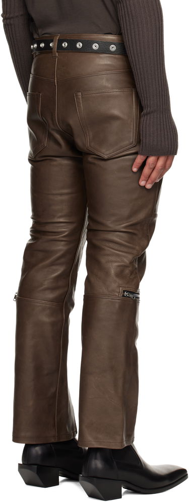 Hlače Rick Owens Rick Owens Concordians Headon Multi-zip Leather Pants Smeđa | RR02E1329 LHOSJP, 2