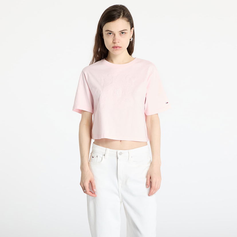 Crop top Tommy Hilfiger Tommy Jeans Relaxed Tonal Crew T-Shirt Ružičasta | DW0DW20326 TH3