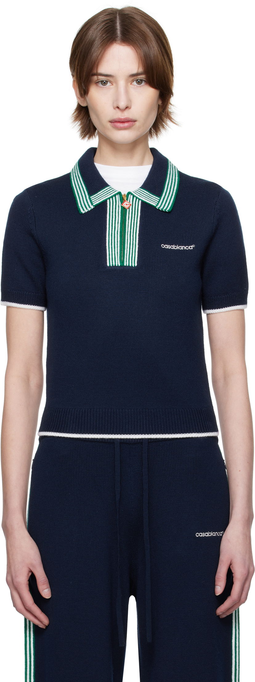 Džemper Casablanca Casablanca Knit Tennis Polo Tamnoplava | WPS25-KW-856-02