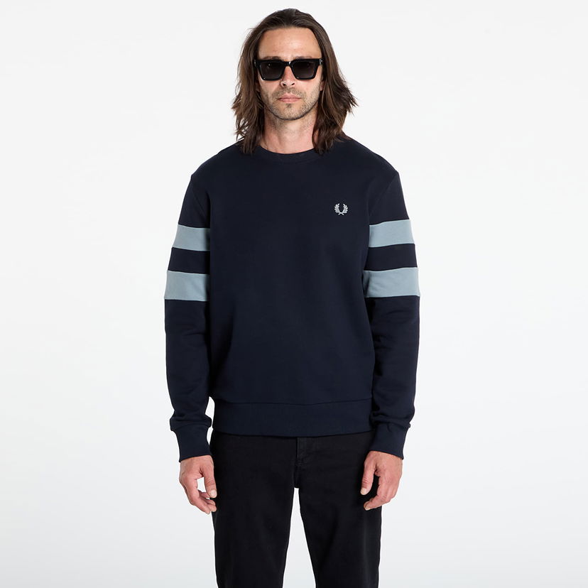 Dukserice Fred Perry Fred Perry Peached Tipped Sleeve Sweatshirt Tamnoplava | M1731 608