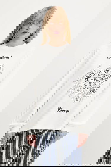 Dukserice GANNI GANNI Re-cut Heavy Jersey Charm Long Sleeve T-Shirt Bijela | T4139, 0