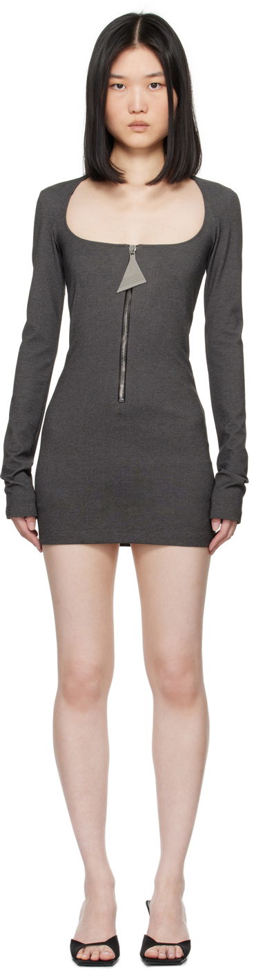 Haljina The Attico Attico Half-Zip Mini Dress Siva | 247WCA312 RY02