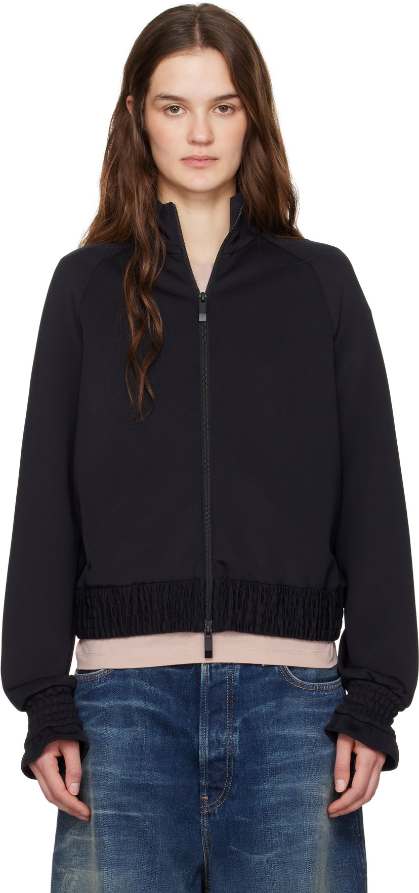 Bomber jakna Moncler Moncler Neoprene Zip-Up Jacket Crna | K10938G0000789ABK