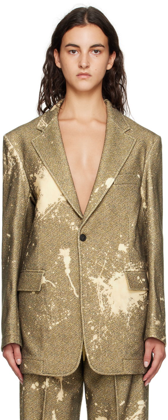 Jakna R13 R13 Bleach-Splatter Blazer Žuta | R13WR020-R271A