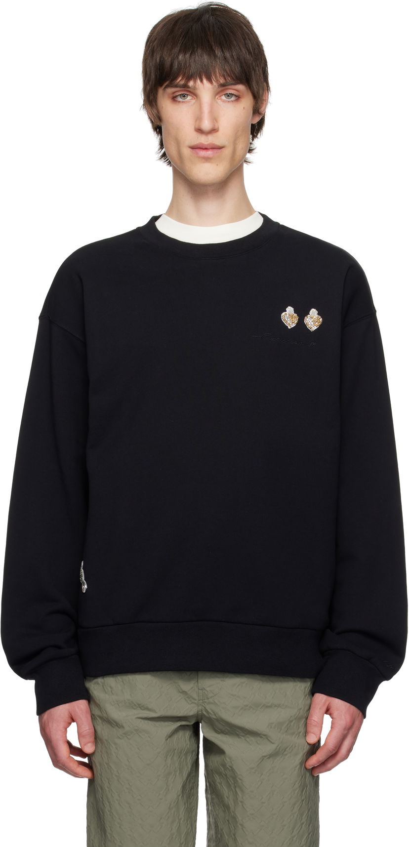 Džemper Givenchy Givenchy Cotton Sweatshirt with Patches Crna | BMJ0LC3YQQ001