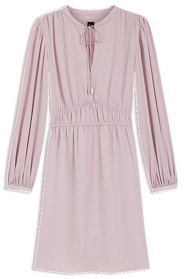 Haljina BOSS Crinkle-Satin Mini Dress with Gathered Waist Ružičasta | 50544038