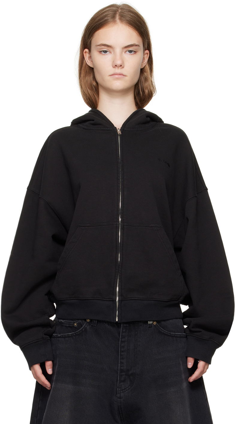 Dukserice We11done We11done Cropped Zip-Up Hoodie Crna | WD-TJ2-24-853-U-BK