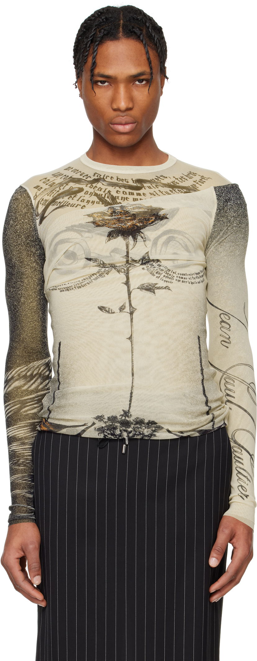 Majica kratkih rukava Jean Paul Gaultier Jean Paul Gaultier 'The Tattoo Rose and Bird' T-Shirt Bež | 25/34-F-TO269-T583-030030