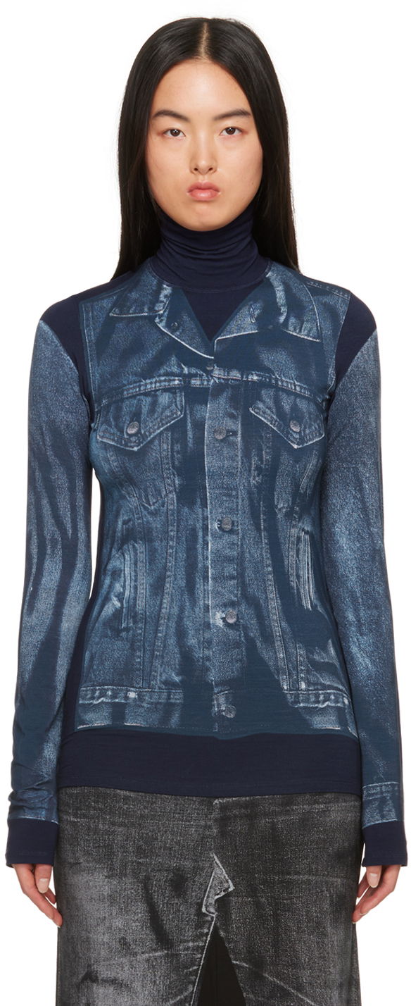 Džemper Jean Paul Gaultier Jean Paul Gaultier Trompe L'œil Turtleneck Top Plava | 23/15-U-TO103-J530-5950