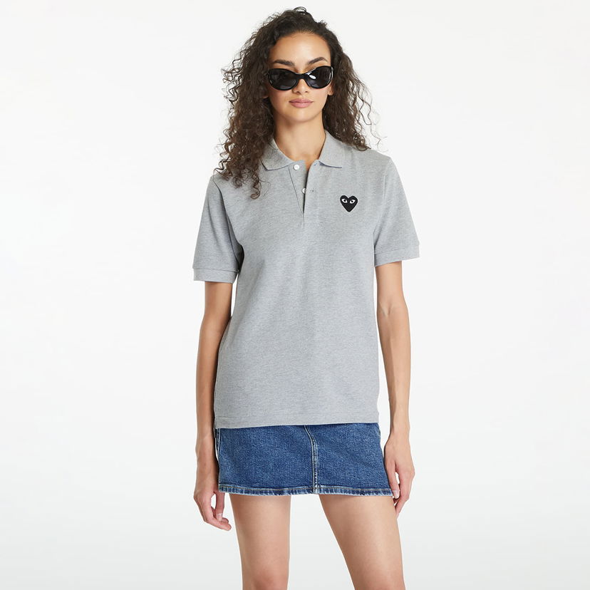 Majica kratkih rukava Comme des Garçons PLAY Emblem Knit Short Sleeve Tee UNISEX Grey Siva | AX-T078 GREY