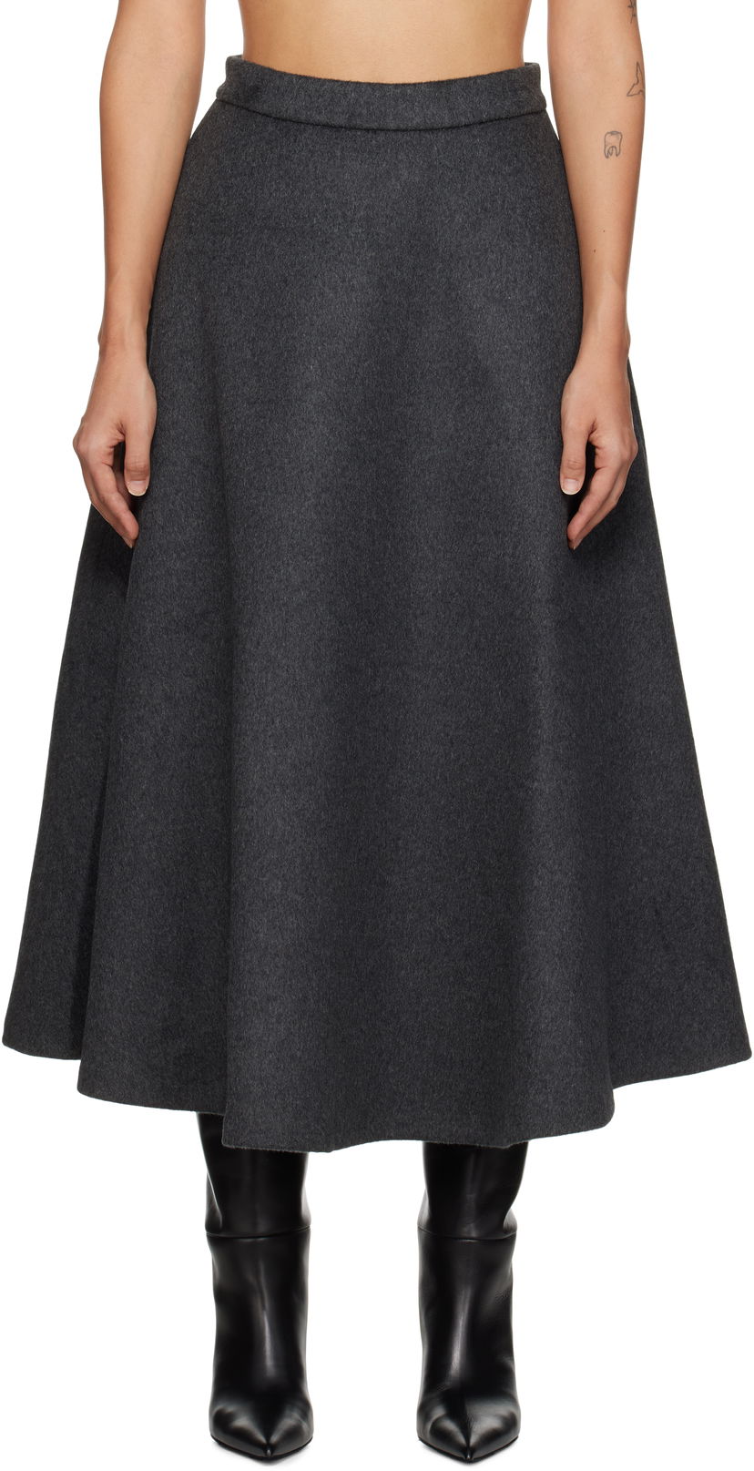 Suknja Róhe Voluminous A-Line Midi Skirt Siva | 613-32-027