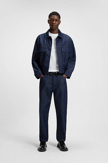 Majica kratkih rukava BOSS HUGO Men's T-Shirt with Split Logo Bijela | 50544458, 1