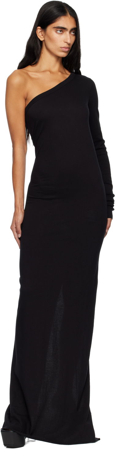 Haljina Rick Owens DRKSHDW Concordians Ziggy One-Shoulder Maxi Dress Crna | DS02E7511 RN, 3