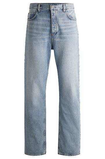 Jeans BOSS Baggy-Fit Heavyweight Cotton Denim Jeans Plava | 50511893