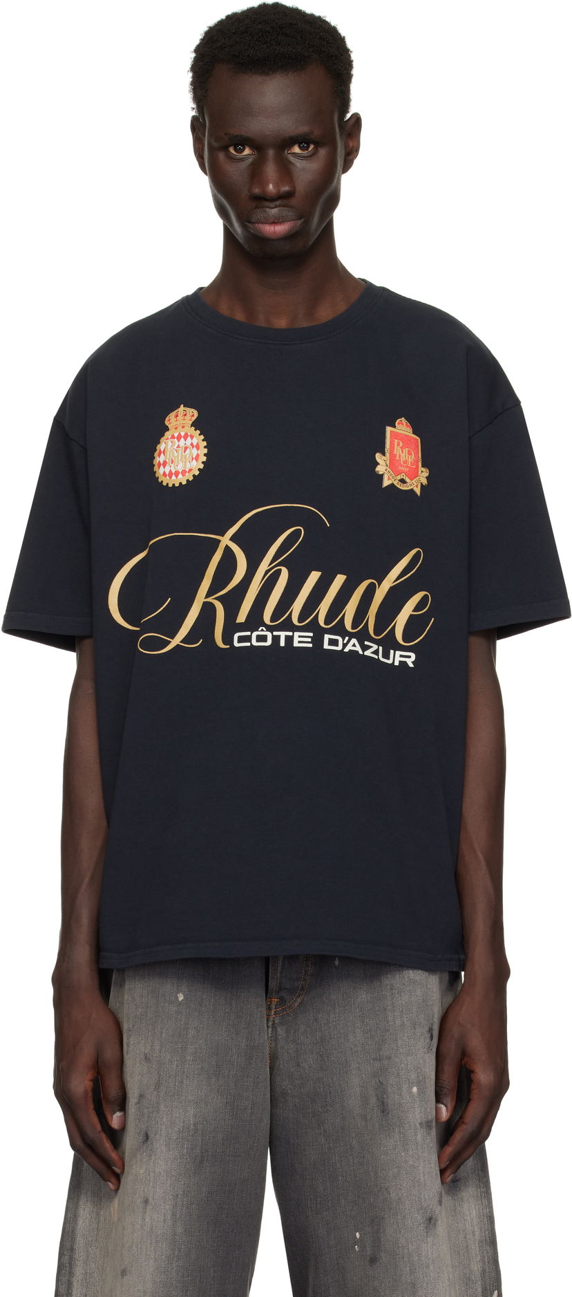 Majica kratkih rukava Rhude Rhude Script Crest T-Shirt Tamnoplava | RHPS25TT07012