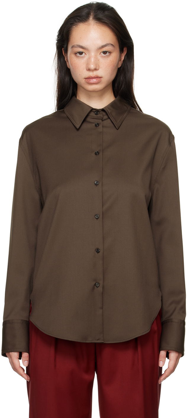 Košulja Loulou de Saison Loulou de Saison Eliana Long Sleeve Shirt Smeđa | ELIANA