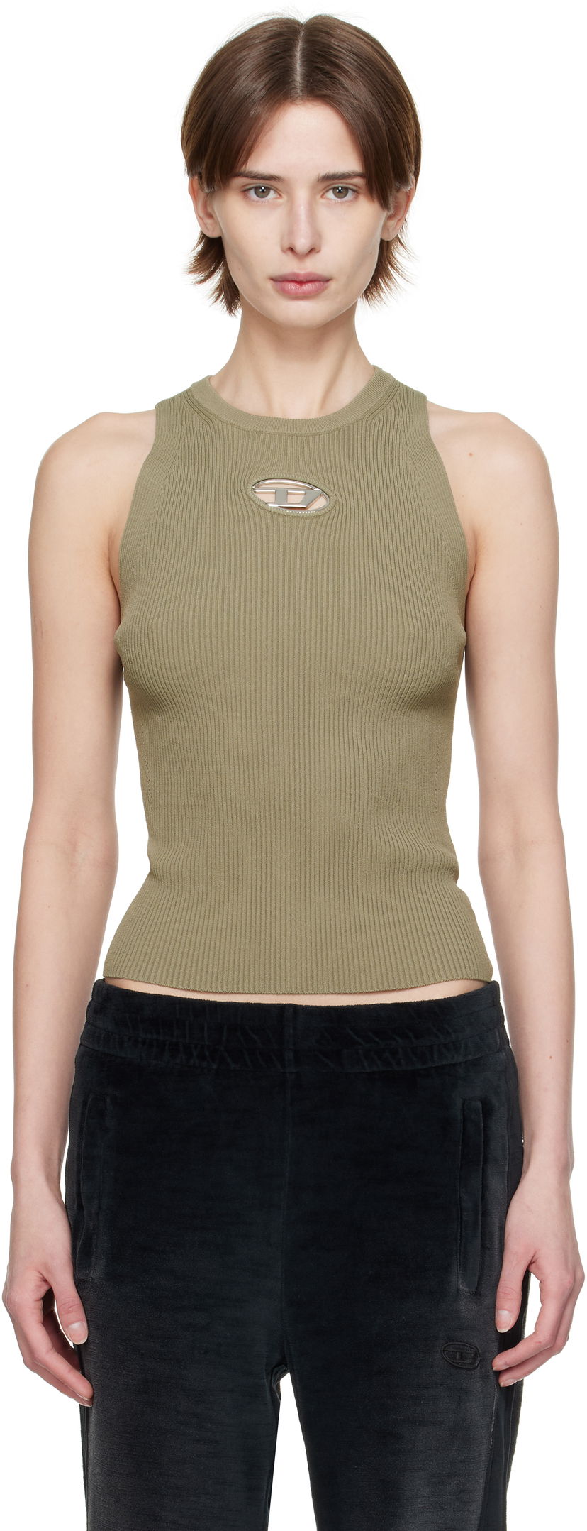 Majica bez rukava Diesel Diesel M-Caddix Ribbed Tank Top Zelena | A17450 0DLAX