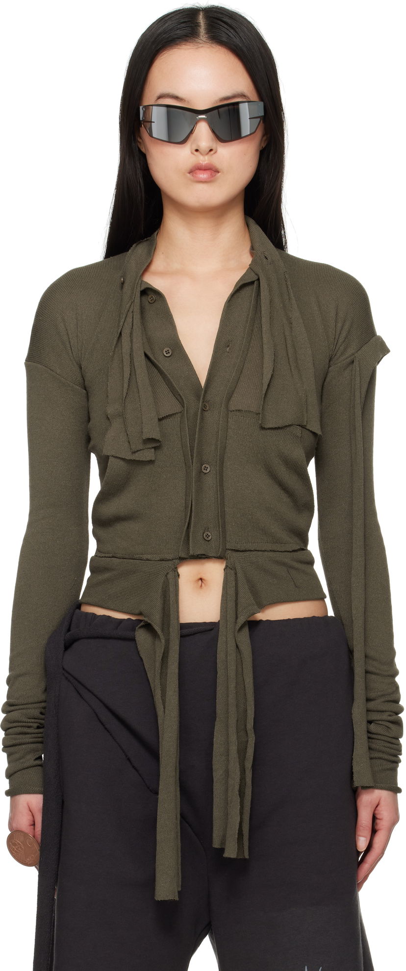 Košulja Ottolinger Ottolinger Extended Trim Cardigan Zelena | 10560030601