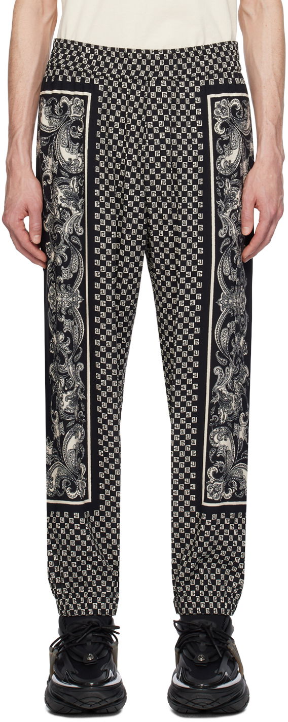 Hlače Balmain Mini Monogram Trousers Crna | CH1PO092VE27